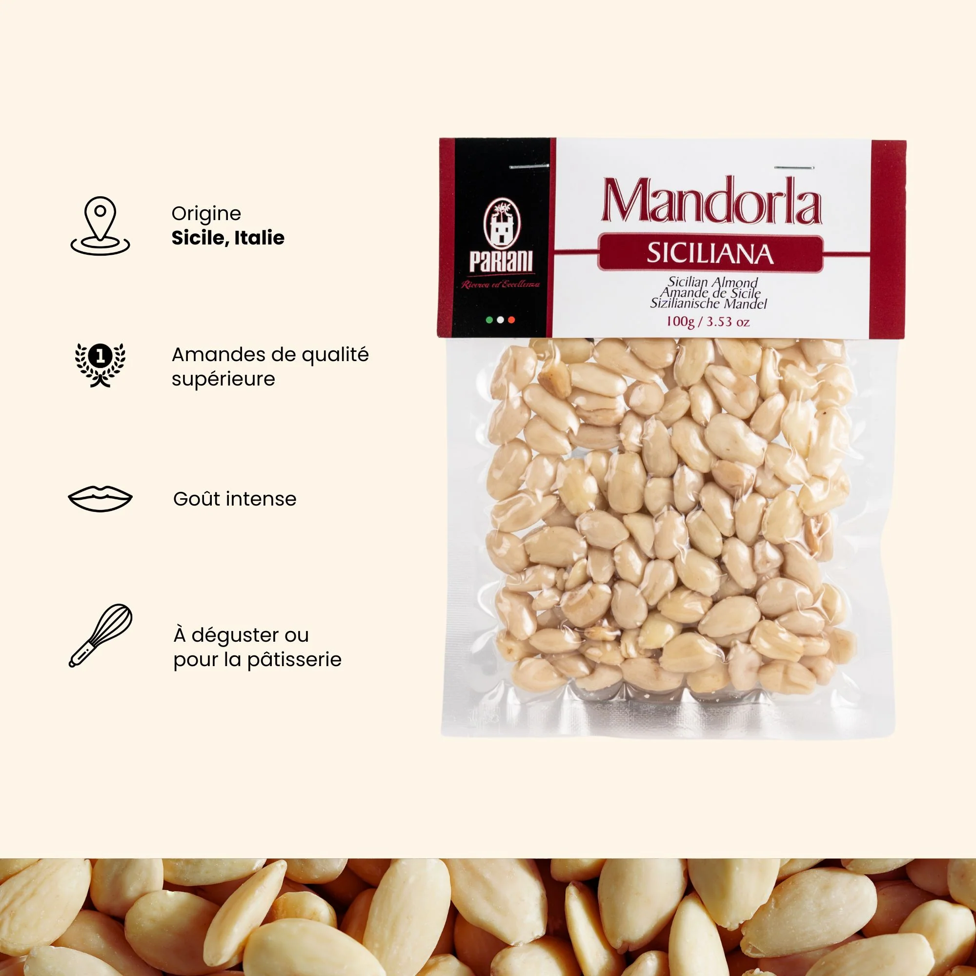 Amandes entières « Tuono » de Sicile - 100g - Image 3