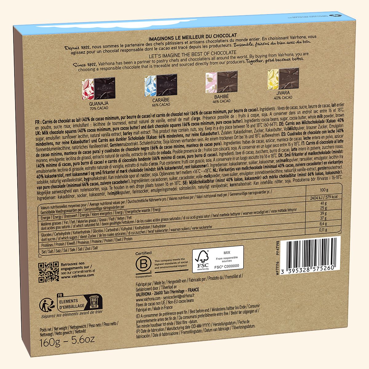 Coffret 32 carrés de chocolat lait et noir - Paris - 160g - Image 3