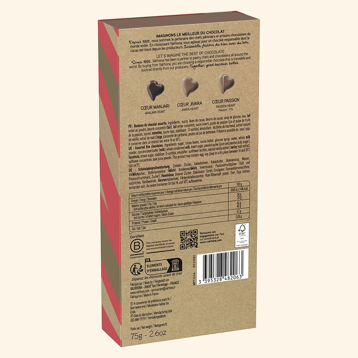 Coffret 8 cœurs en chocolat noir et lait - 75g - Image 4