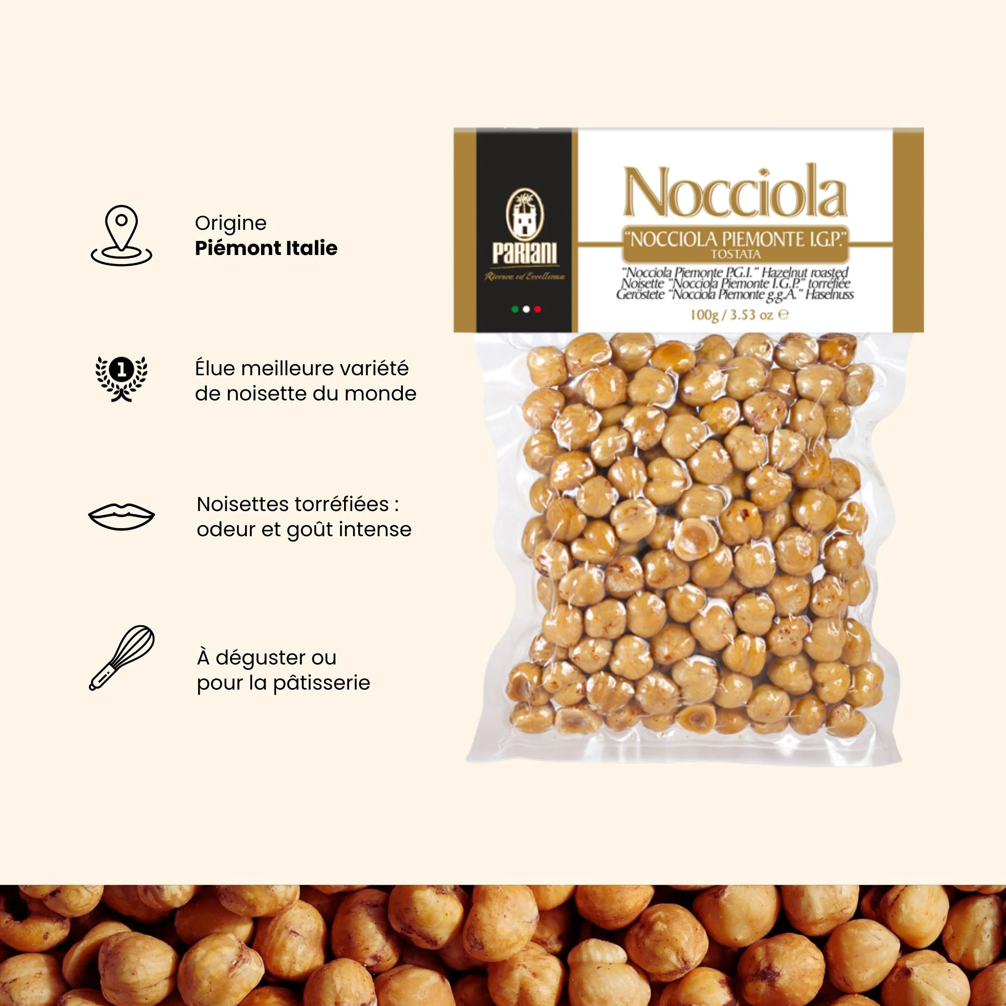 Noisettes entières grillées IGP Piémont - 100g - Image 3