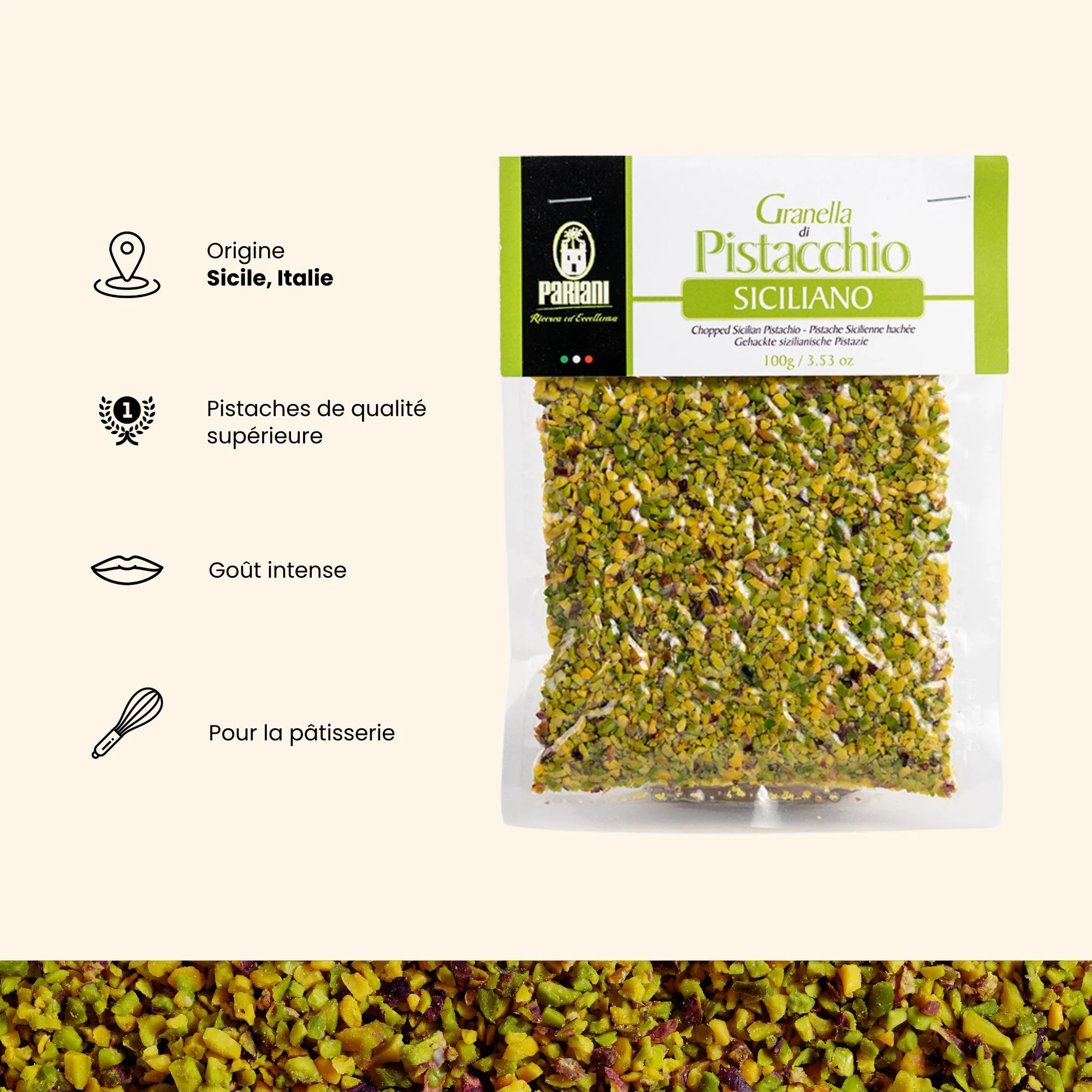 Pistaches de Sicile concassées - 100g - Image 3
