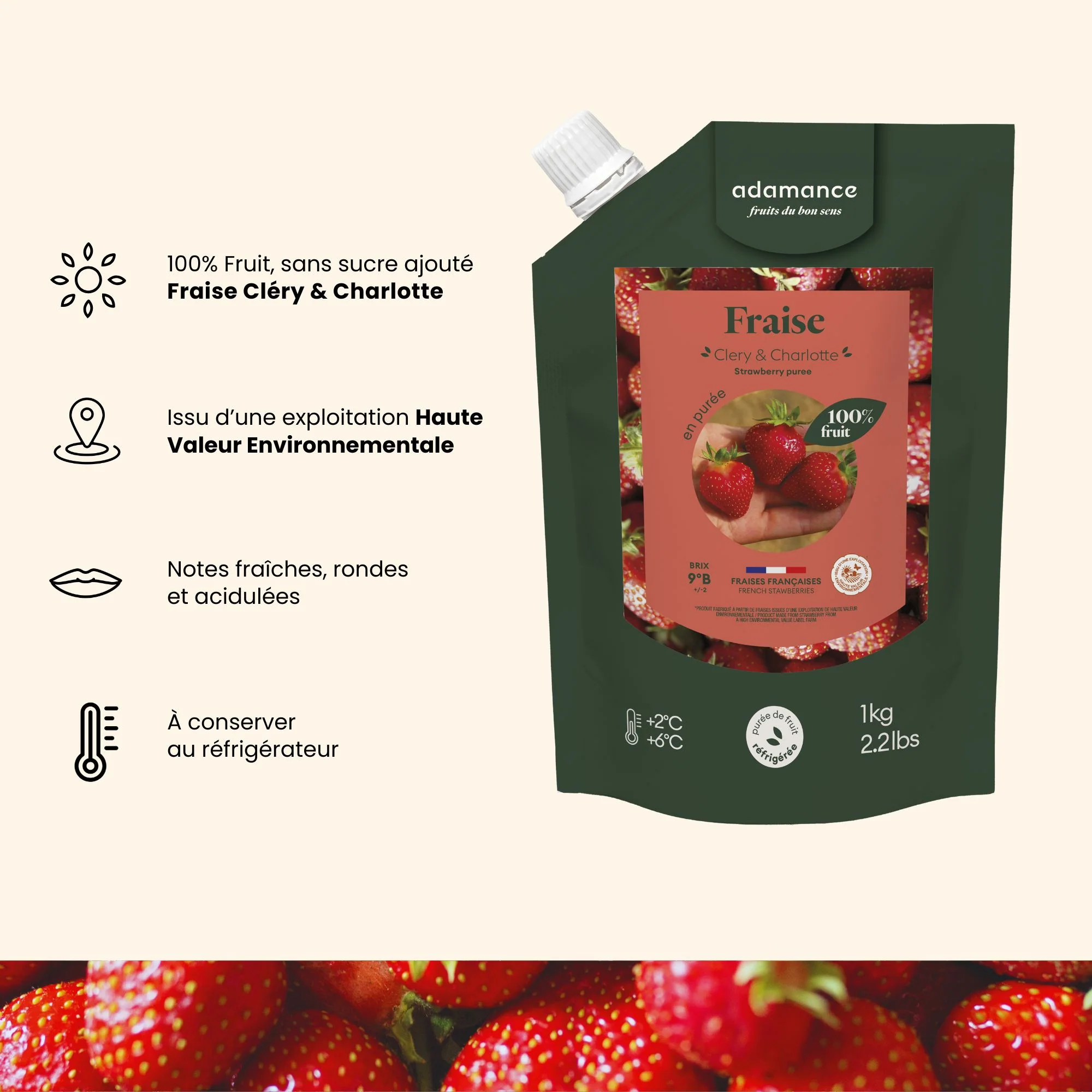 Purée de fraise réfrigérée - 2 x 1kg - Image 3