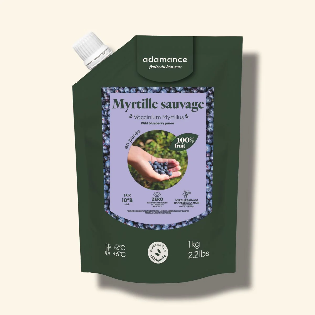 Purée de myrtille sauvage réfrigérée - 2 x 1kg