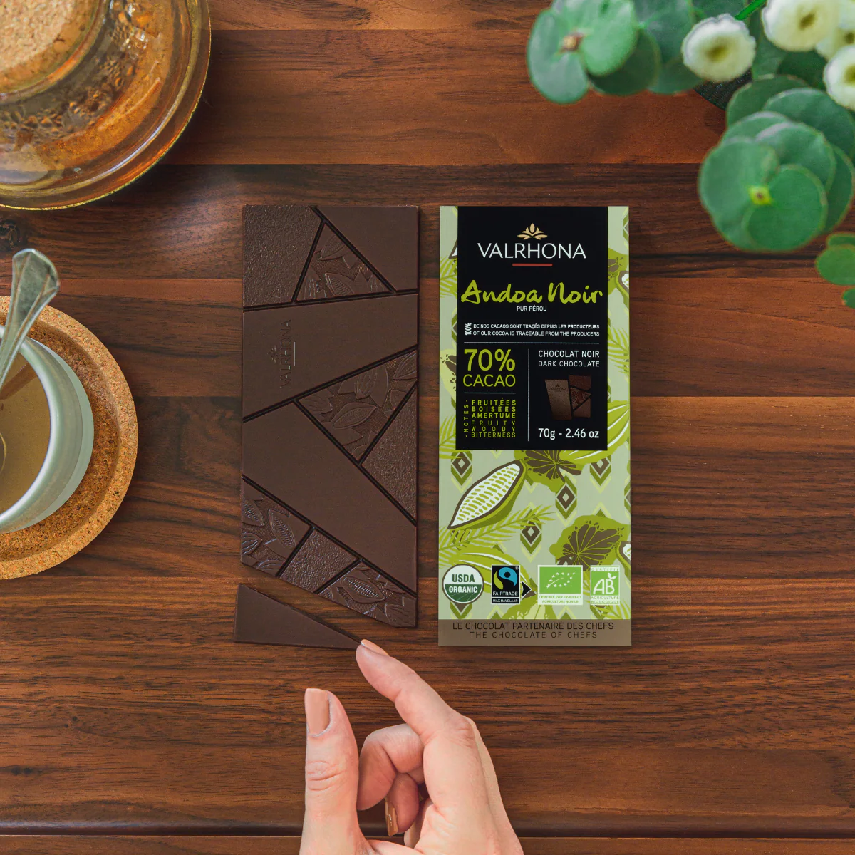 Tablette chocolat noir Andoa Noir 70% - 70g - Image 4